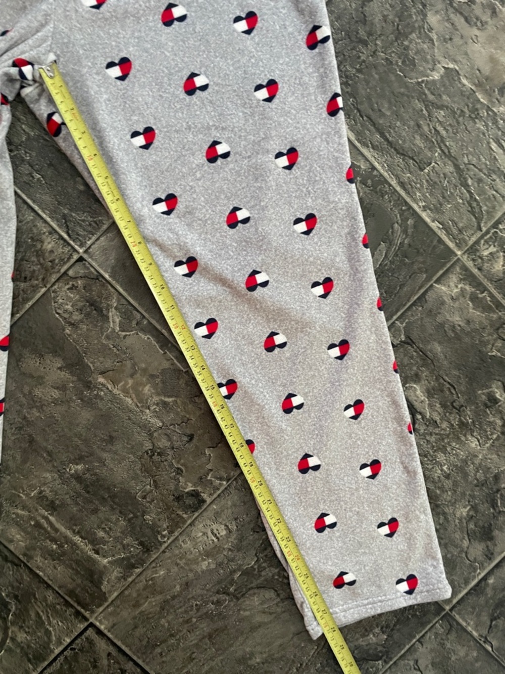 TOMMY HILFIGER Light Gray Soft Cozy Whimsical Heart Print Lounge Pajama Pants - Picture 5 of 6